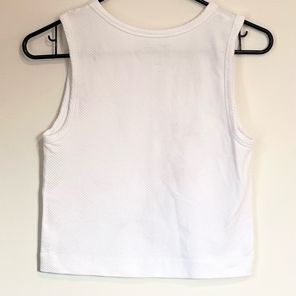 Z by Zella White Ribbed Cropped Tank Top - Size: Large - Picture 3 of 3